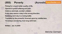 Melvina Germain - (955)     Poverty                 (Acrostic)