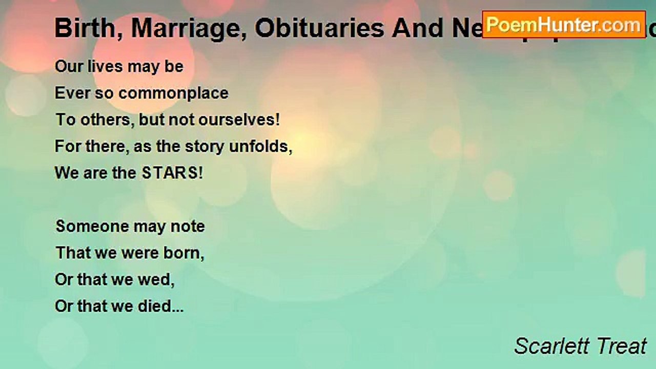 Scarlett Treat - Birth, Marriage, Obituaries And Newspaper Headlines