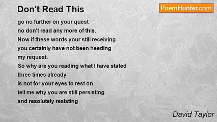 David Taylor - Don't Read This
