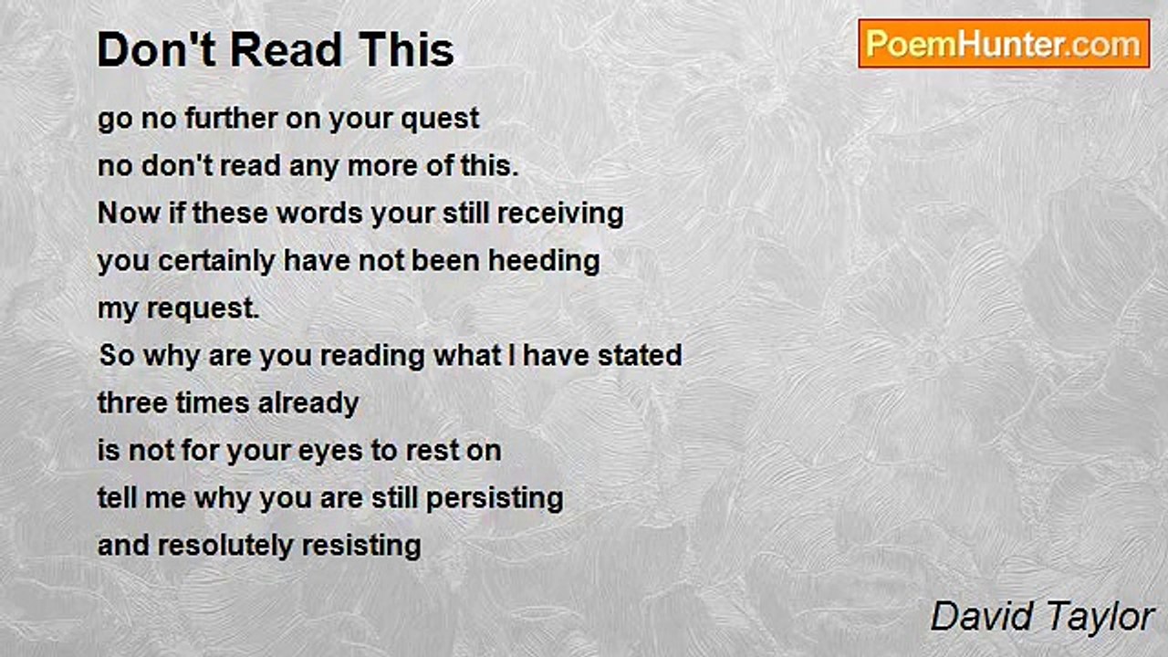 David Taylor - Don't Read This