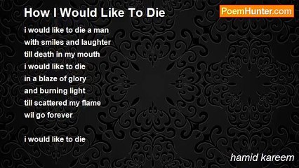 hamid kareem - How I Would Like To Die