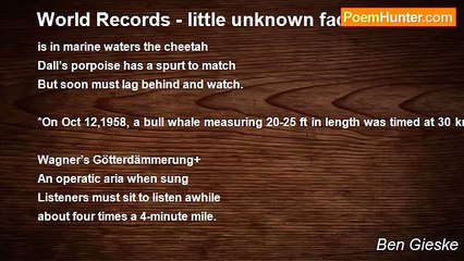 Ben Gieske - World Records - little unknown facts