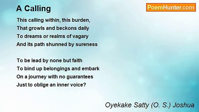 Oyekake Satty (O. S.) Joshua - A Calling