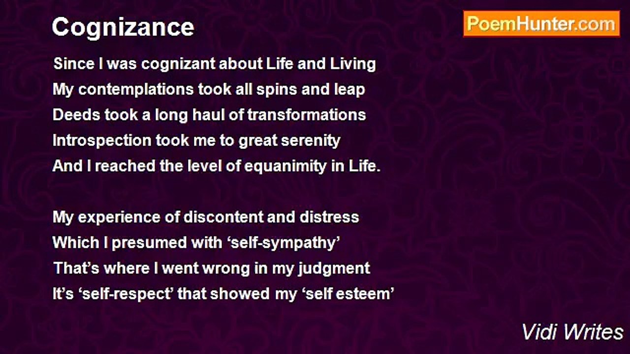 Vidi Writes - Cognizance