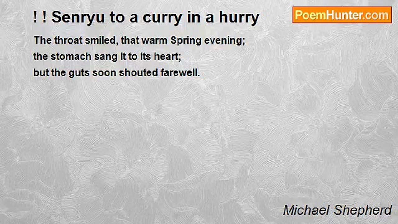 Michael Shepherd - ! ! Senryu to a curry in a hurry