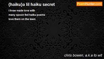 chris bowen, a.k.a to wit - {haiku}a lil haiku secret