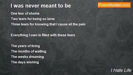 I Hate Life - I was never meant to be