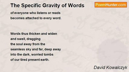 David Kowalczyk - The Specific Gravity of Words