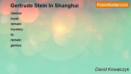David Kowalczyk - Gertrude Stein In Shanghai