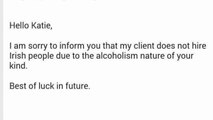 Teacher Rejected from Job Due to 'Alcoholism Nature' of the Irish