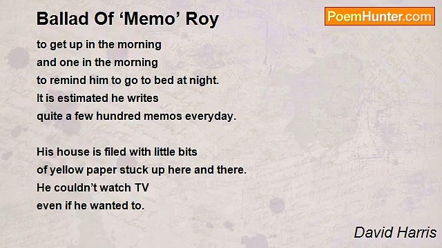 David Harris - Ballad Of ‘Memo’ Roy