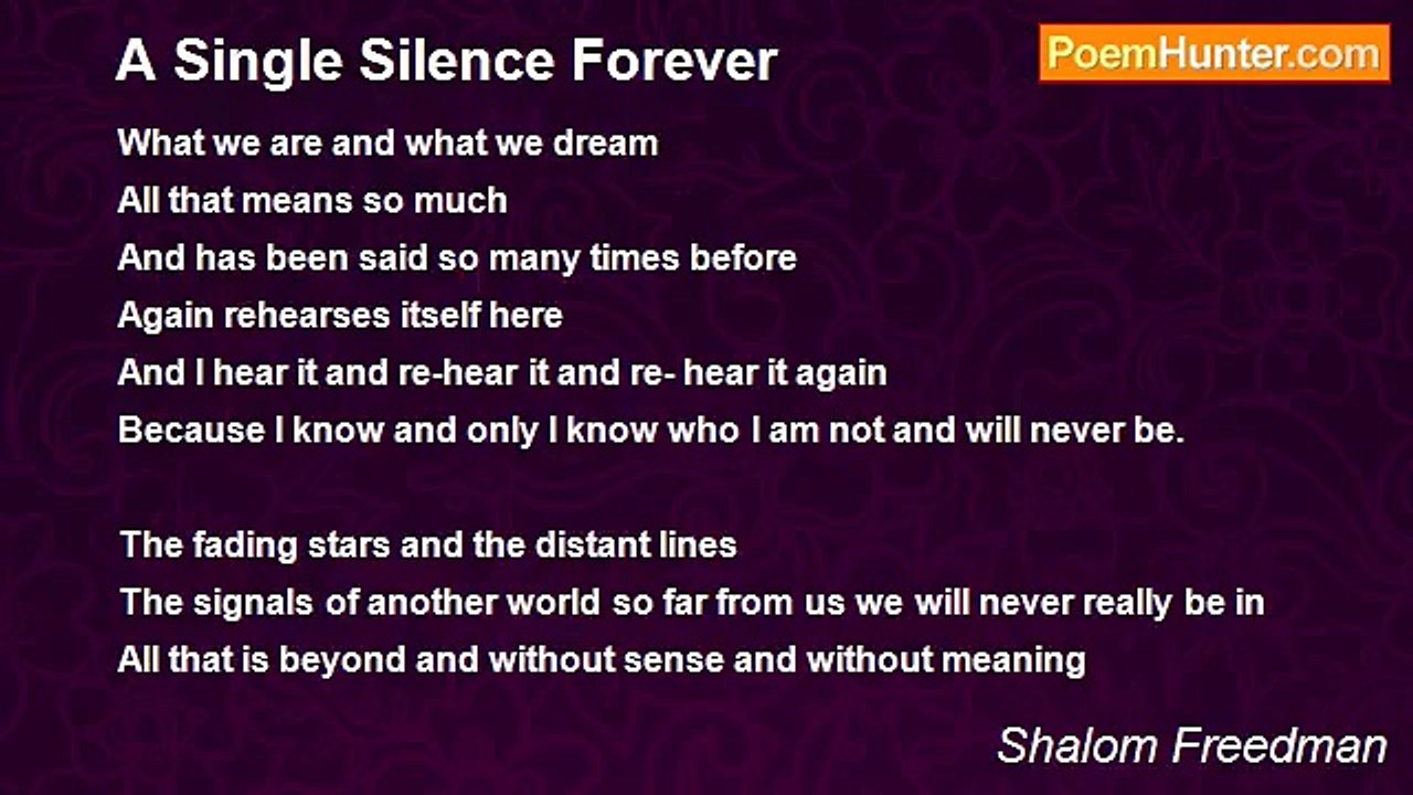 Shalom Freedman - A Single Silence Forever