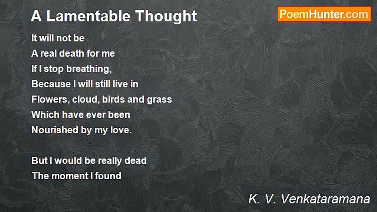 K. V. Venkataramana - A Lamentable Thought