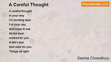 Seema Chowdhury - A Careful Thought