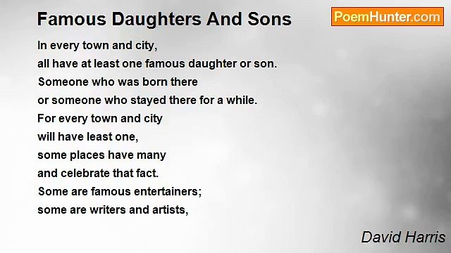 David Harris - Famous Daughters And Sons