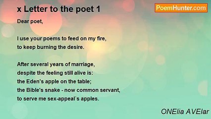 ONElia AVElar - x Letter to the poet 1
