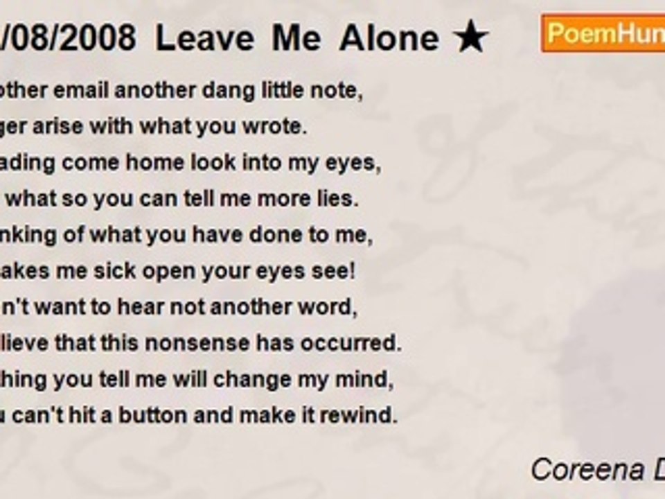Coreena Dejesus - 03/08/2008 Leave Me Alone ★