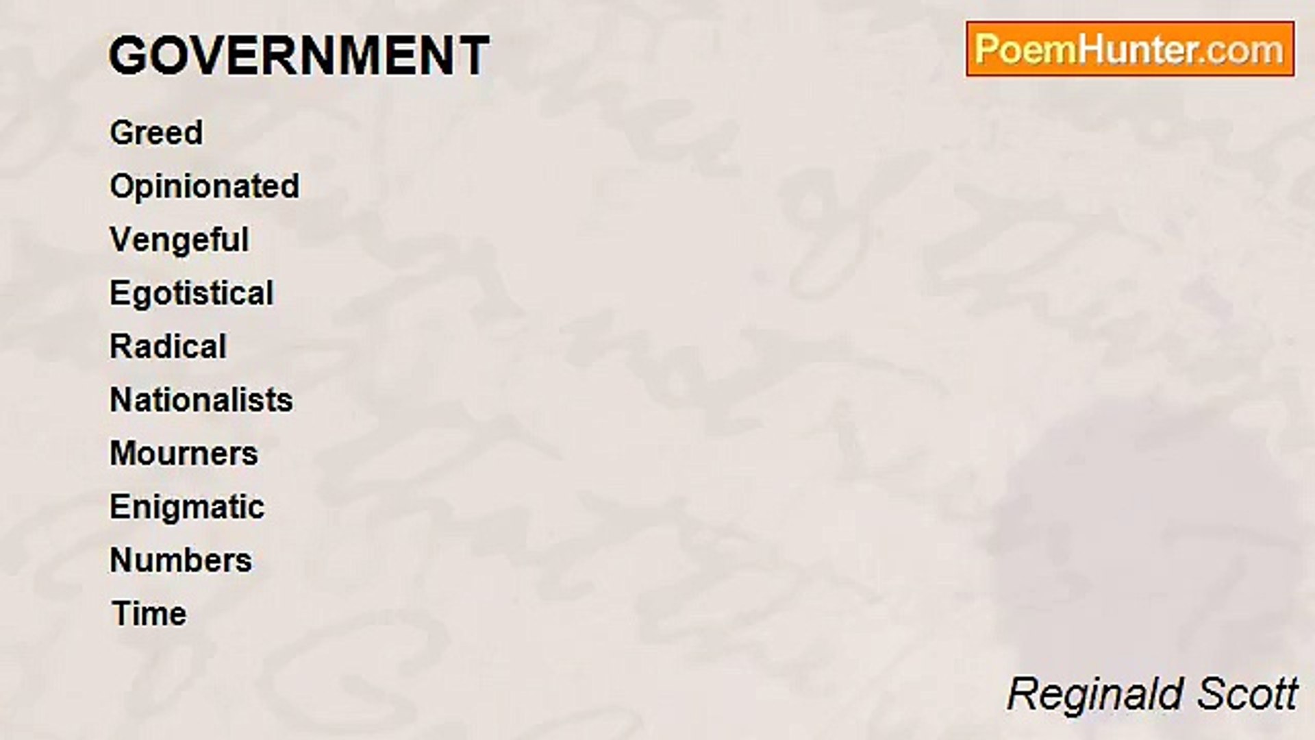 Reginald Scott - GOVERNMENT