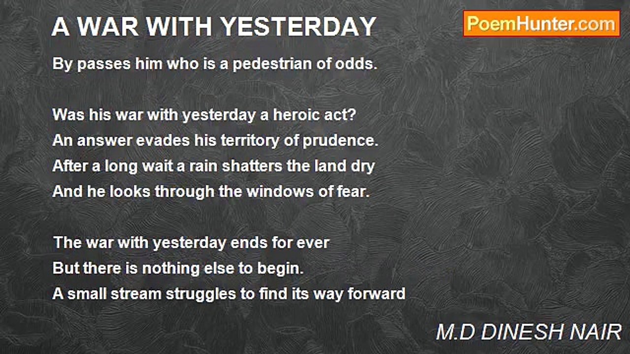 M.D DINESH NAIR - A WAR WITH YESTERDAY