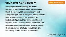 Coreena Dejesus - 03/20/2008 Can't Sleep ♥