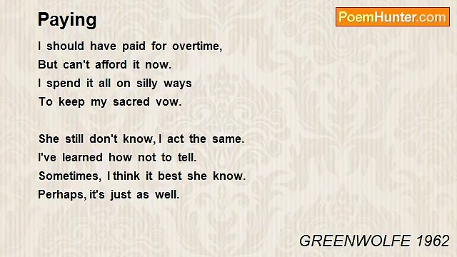 GREENWOLFE 1962 - Paying