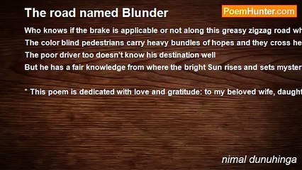 nimal dunuhinga - The road named Blunder