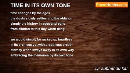 Dr subhendu kar - TIME IN ITS OWN TONE