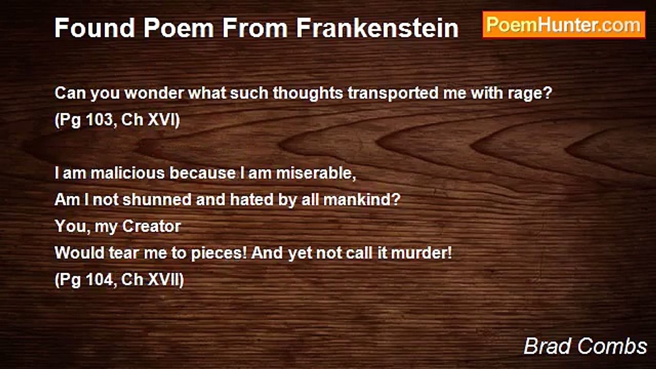 Brad Combs - Found Poem From Frankenstein