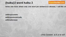 chris bowen, a.k.a to wit - {haiku}3 word haiku 3