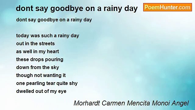 Morhardt Carmen Mencita Monoi Angel - dont say goodbye on a rainy day