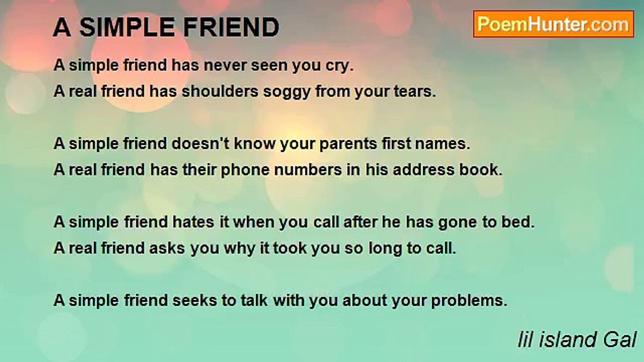lil island Gal - A SIMPLE FRIEND