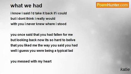 katie - what we had