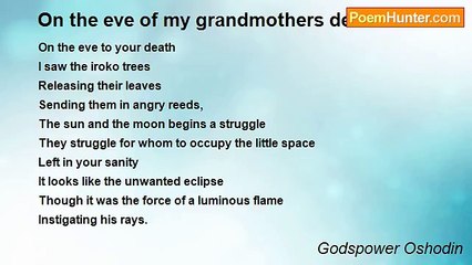 Godspower Oshodin - On the eve of my grandmothers death