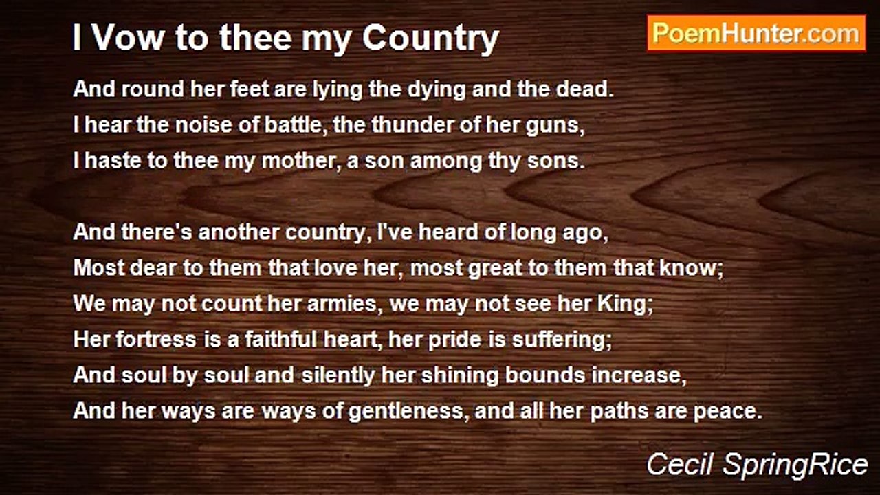 Cecil SpringRice - I Vow to thee my Country