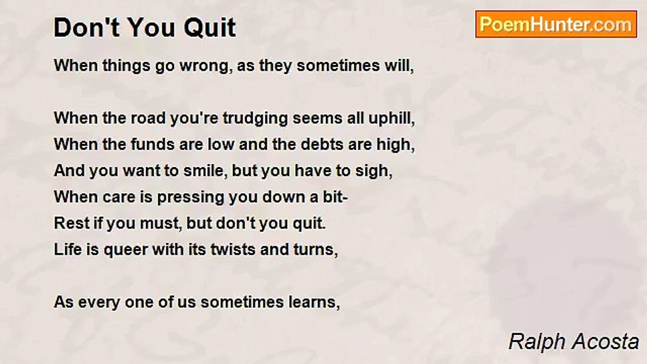 Ralph Acosta - Don't You Quit