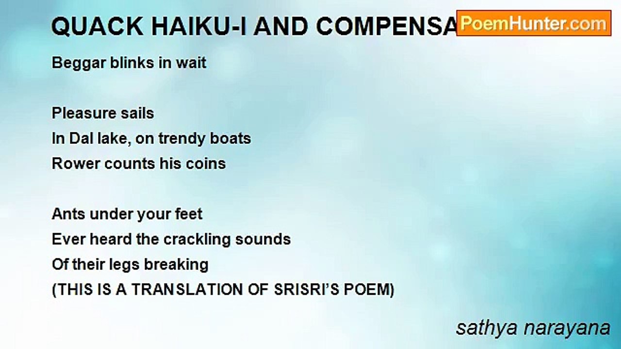 sathya narayana - QUACK HAIKU-I AND COMPENSATION