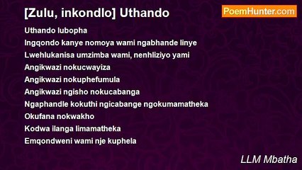 LLM Mbatha - [Zulu, inkondlo] Uthando