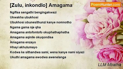 LLM Mbatha - [Zulu, inkondlo] Amagama