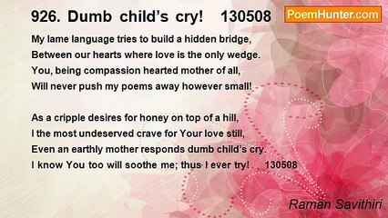 Raman Savithiri - 926. Dumb child’s cry! 	130508