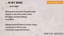 RHEY W. HEDGES - ... IN MY MIND