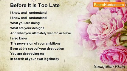 Sadiqullah Khan - Before It Is Too Late