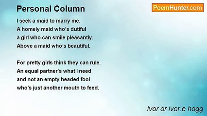 ivor or ivor.e hogg - Personal Column