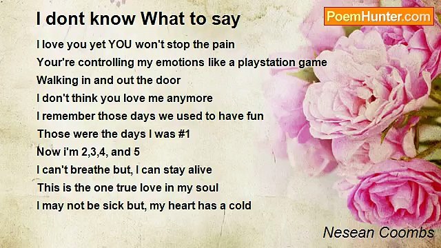 Nesean Coombs - I dont know What to say