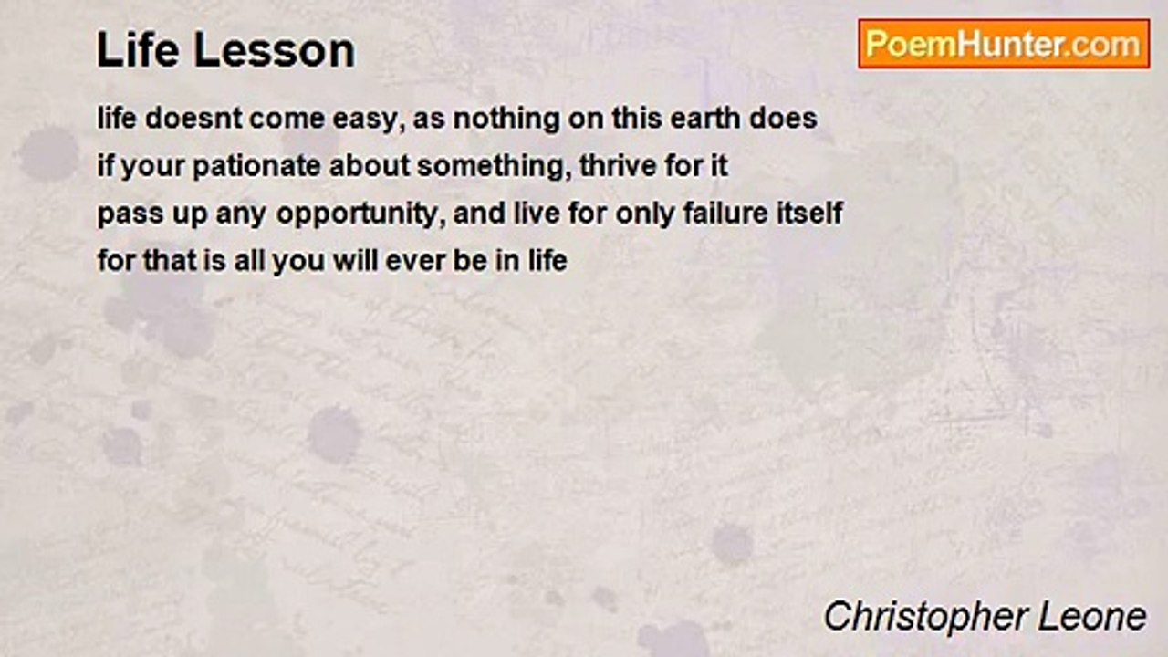 Christopher Leone - Life Lesson