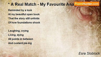 Esra Sloblock - * A Real Match - My Favourite Anagram