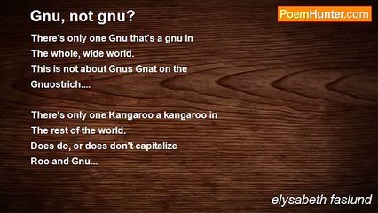 elysabeth faslund - Gnu, not gnu?