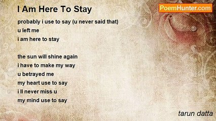 tarun datta - I Am Here To Stay