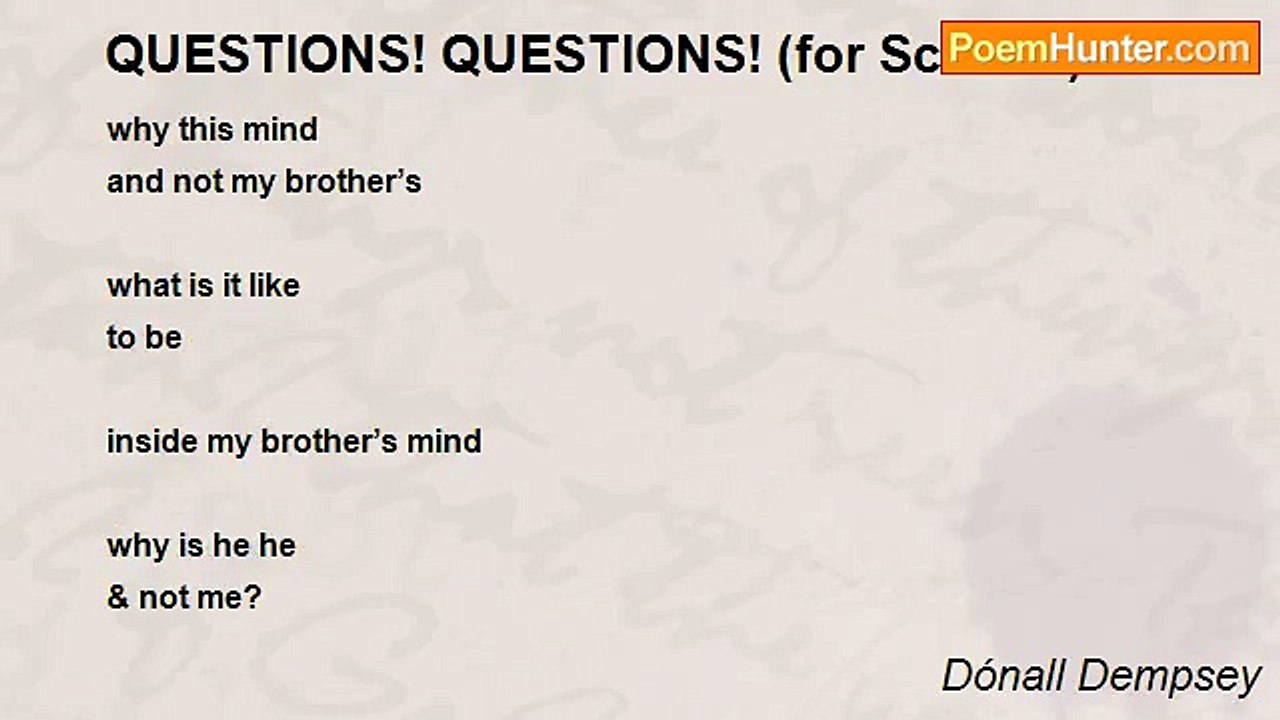 Dónall Dempsey - QUESTIONS! QUESTIONS! (for Scarlett)
