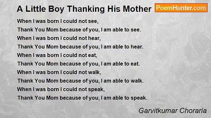 Garvitkumar Choraria - A Little Boy Thanking His Mother
