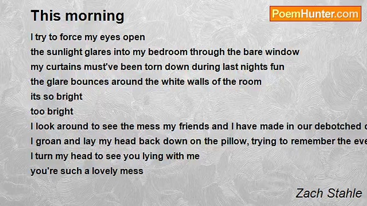 Zach Stahle - This morning